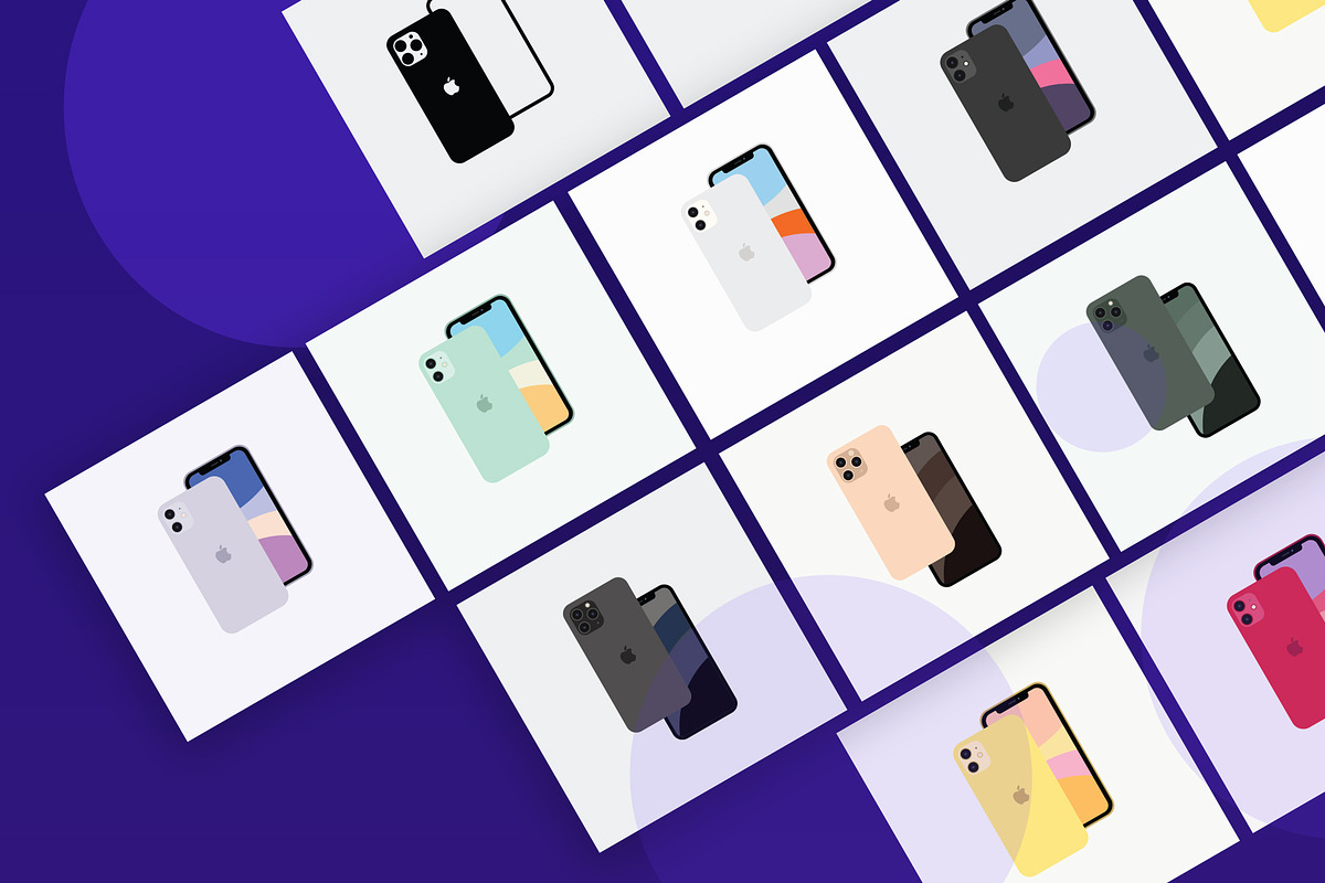 Minimal Flat iPhone 11 Vector Set, an Illustration by 80.design (Photo 2 of 6)