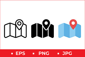 Map Location Pin Vector Icon Set, a Solid Icon by Artonix