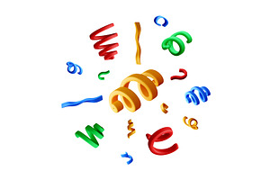 Colorful 3d ribbons and confetti, an Object Illustration by Abscent
