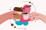 COFFEE stickers + patterns, a Food Illustration by UnaAnya (Thumbnail 6 of 7)