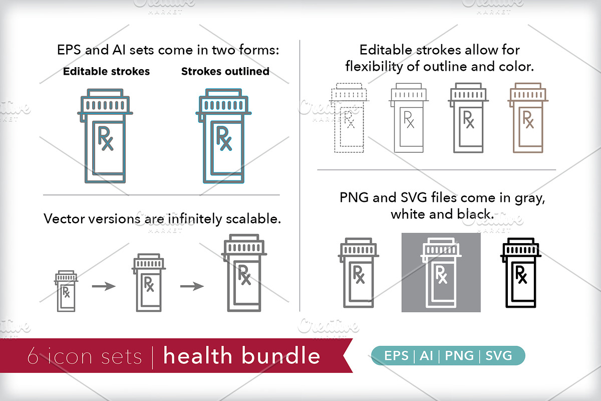 Health 6-pack icon bundle, an Outline Icon by Picture Window (Photo 2 of 8)