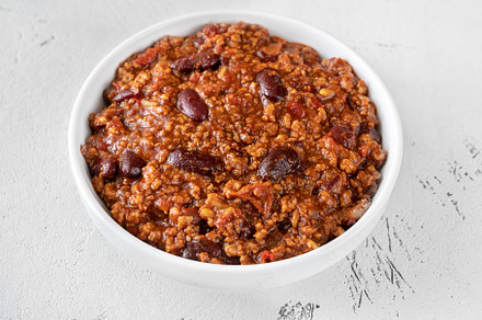Bowl of chili con carne, a Food & Drink Photo by Alexander Prokopenko