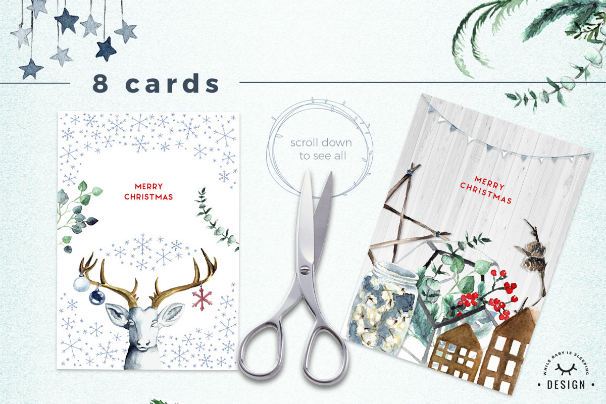 Watercolor Scandinavian Christmas, a Decorative Illustration by WBS Design (Photo 4 of 7)