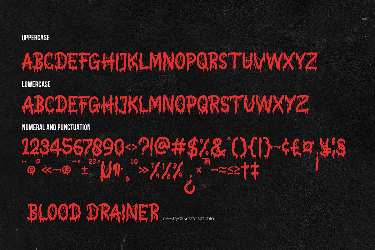Blood Drainer | Horror Display Font, a Font by gracetype_studio (Photo 10 of 12)