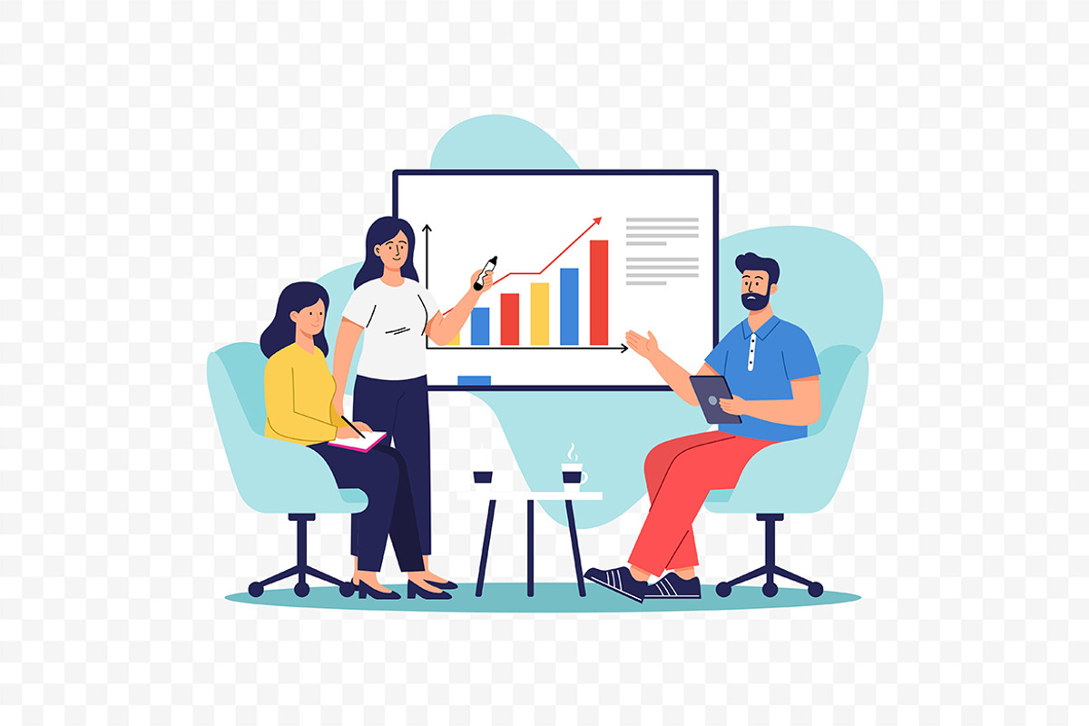 Woman Presenting Marketing Chart, a Work Illustration by Partikusi Design (Photo 3 of 3)