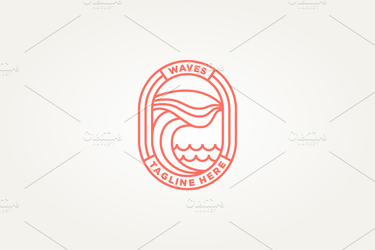 sea wave minimalist badge logo, a Branding & Logo Template by Blazybone