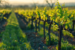 Vineyard plants on the field with sunlights, a Nature Photo by AlyaAnd
