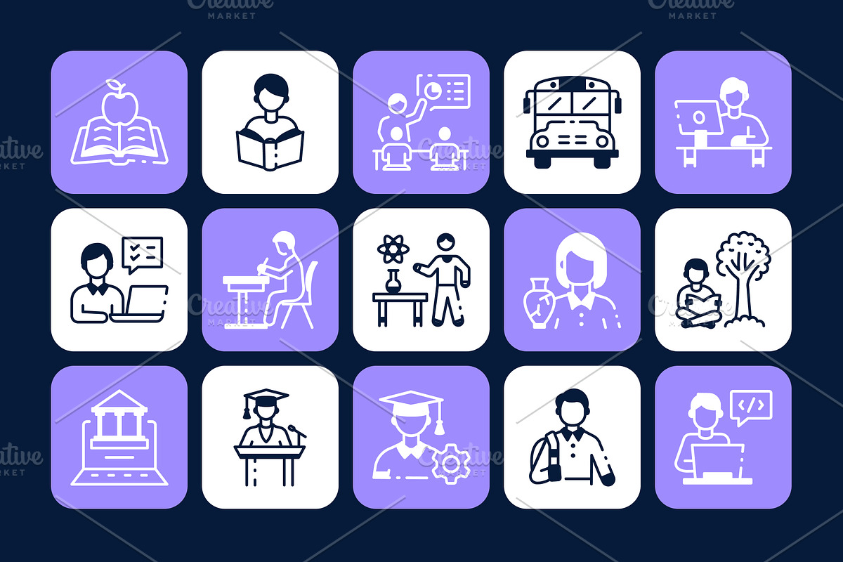 Animated School Education Icons, a Solid Icon by Vectors Market (Photo 4 of 5)