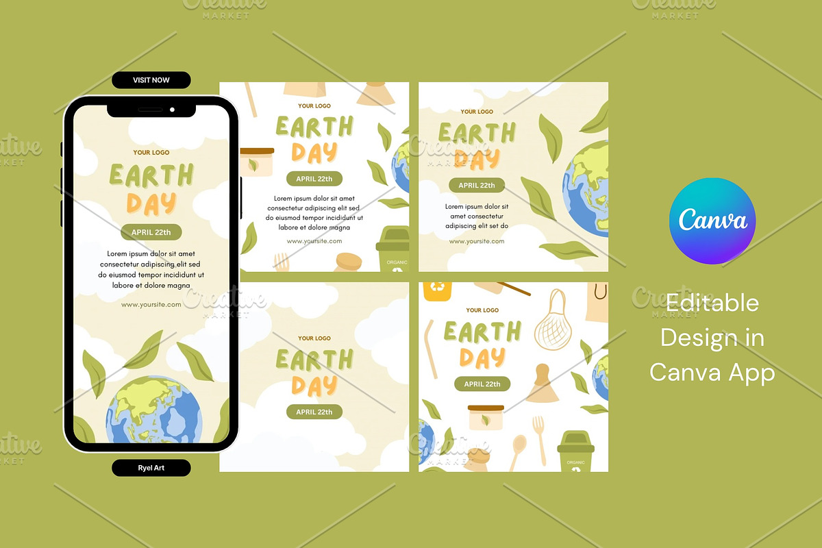 Earth Day - Social Media Template, a Social Media Template by ryelart.design (Photo 1 of 4)