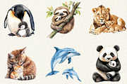 Cute Mama and Baby Animals Clipart, an Illustration by OK Design (Thumbnail 3 of 5)