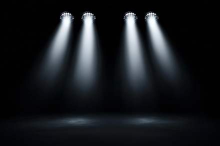 White spotlights black background