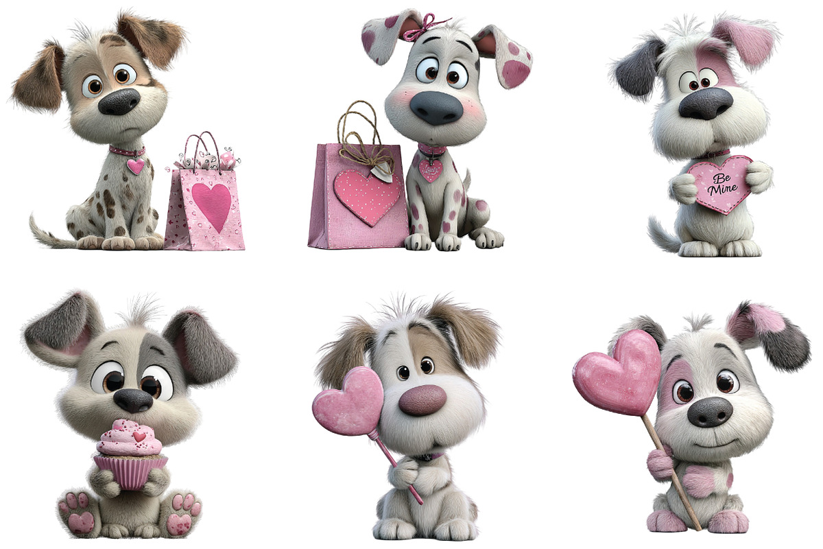 Whimsical Valentine Cute Dog Clipart, an Illustration by CraftArtStudio (Photo 4 of 6)