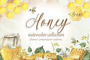 Honey watercolor collection, a Food Illustration by Pegion art shop (Thumbnail 1 of 13)