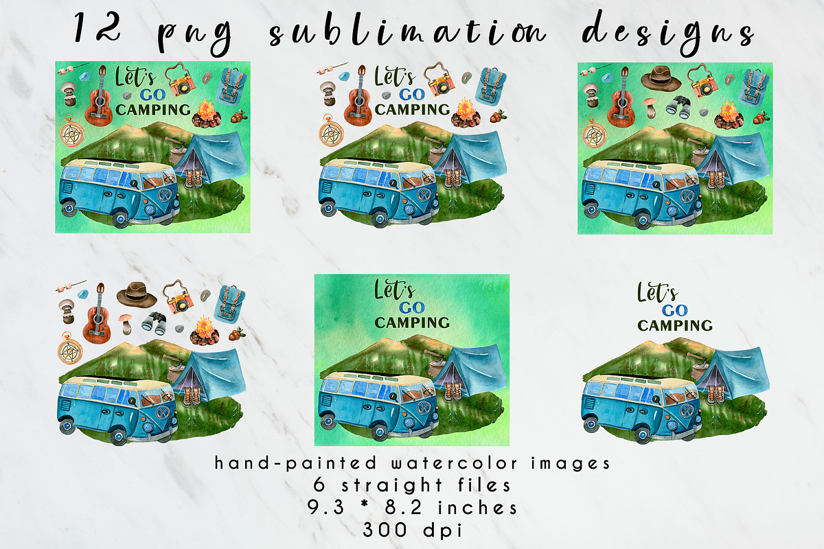 Camping sublimation tumbler wrap, an Object Graphic by AnastasiaWatercolor (Photo 7 of 8)