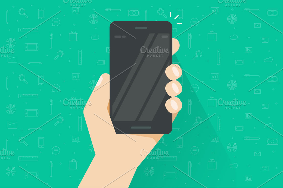 Cell Phone Hand Hold Vector Screen, an Illustration by vladwel (Photo 3 of 6)