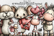 Whimsical Valentine Animal Clipart, a Seasonal Illustration by Rose Art (Thumbnail 1 of 7)