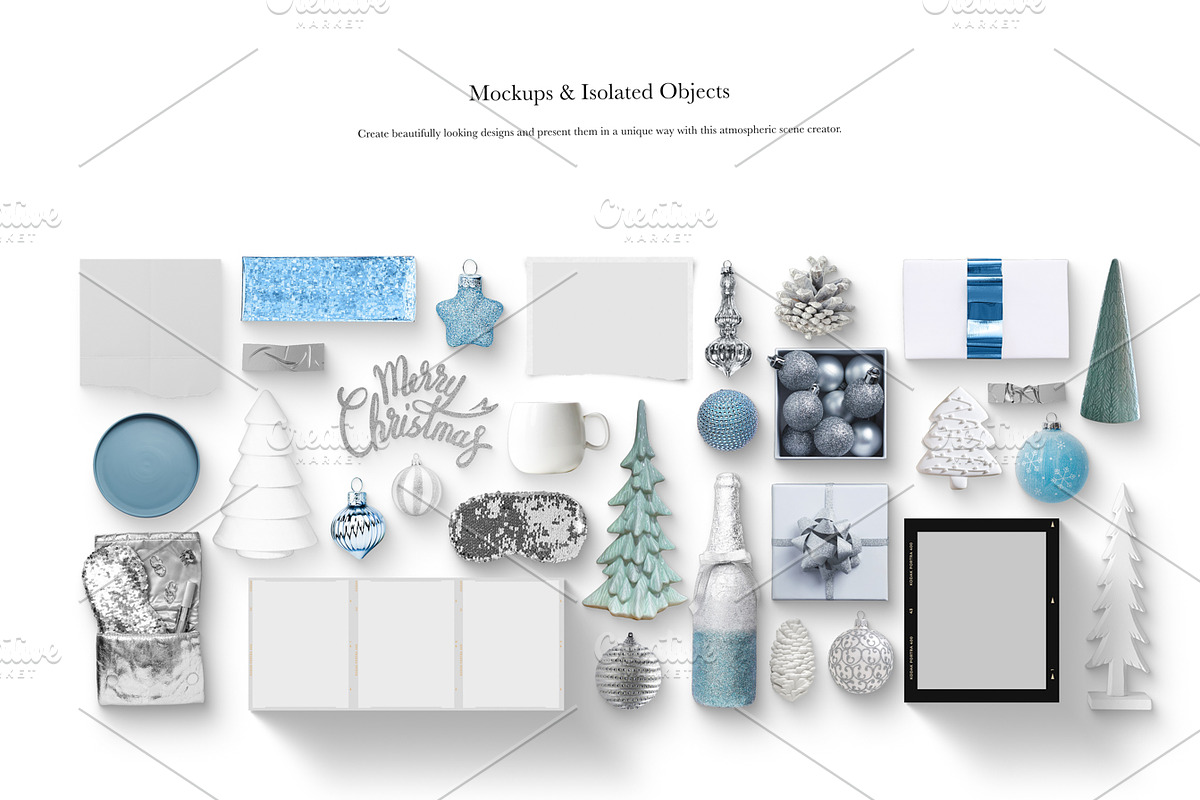 06_Blue and Silver Christmas Scene, a Books & Magazine Mockup by Kzara Visual Concepts (Photo 3 of 7)