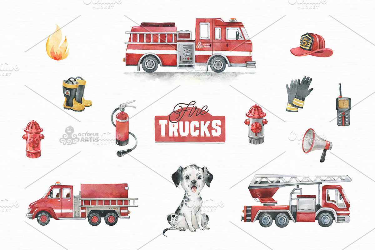 Rescue Vehicles Collection., a Transportation Illustration by OctopusArtis (Photo 8 of 10)