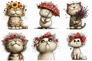 Whimsical Spring Cats Clipart, an Illustration by Libby Wishes (Thumbnail 2 of 7)