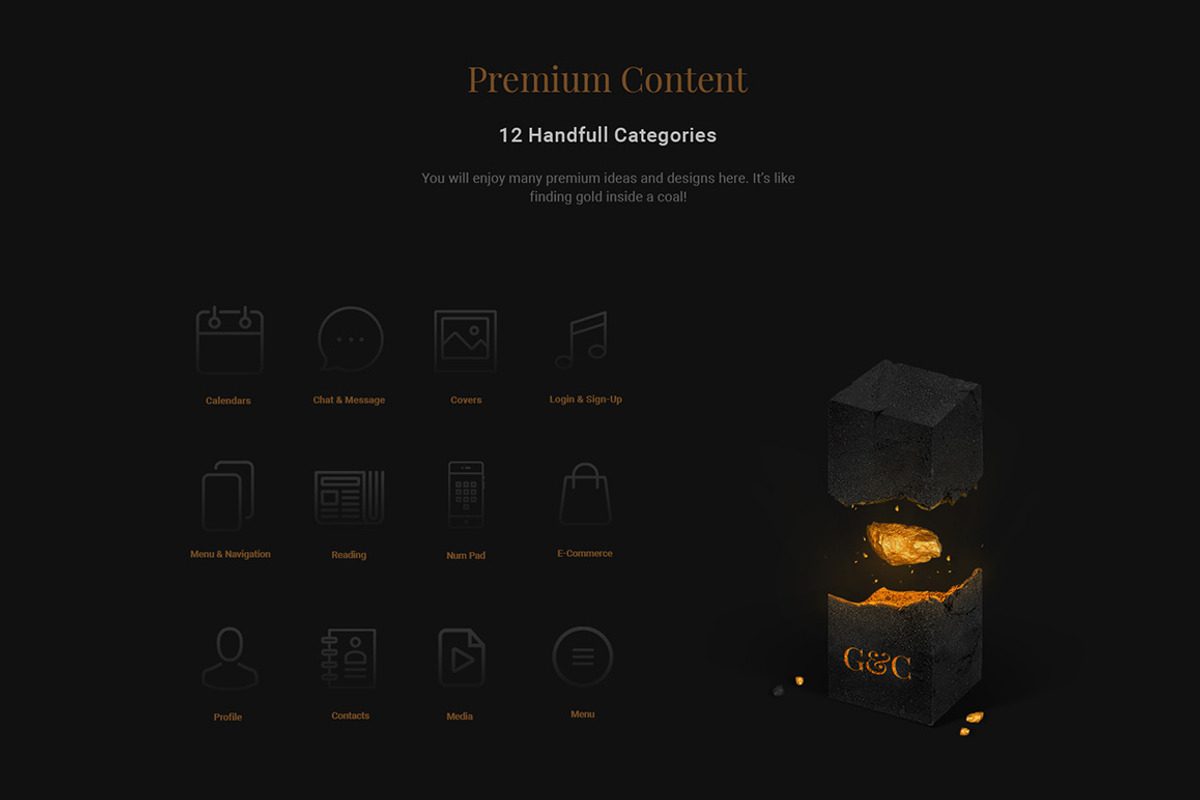 Gold & Coal - UI Kit, an UI Kit Template by Studio Dusk (Photo 4 of 15)