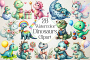 Dinosaurs Watercolor Clipart, an Illustration by DreamPrint404 (Thumbnail 1 of 4)