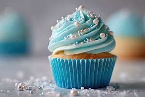 Colorful sweet cupcakes with frosting for party, a Food & Drink Photo by AlyaAnd