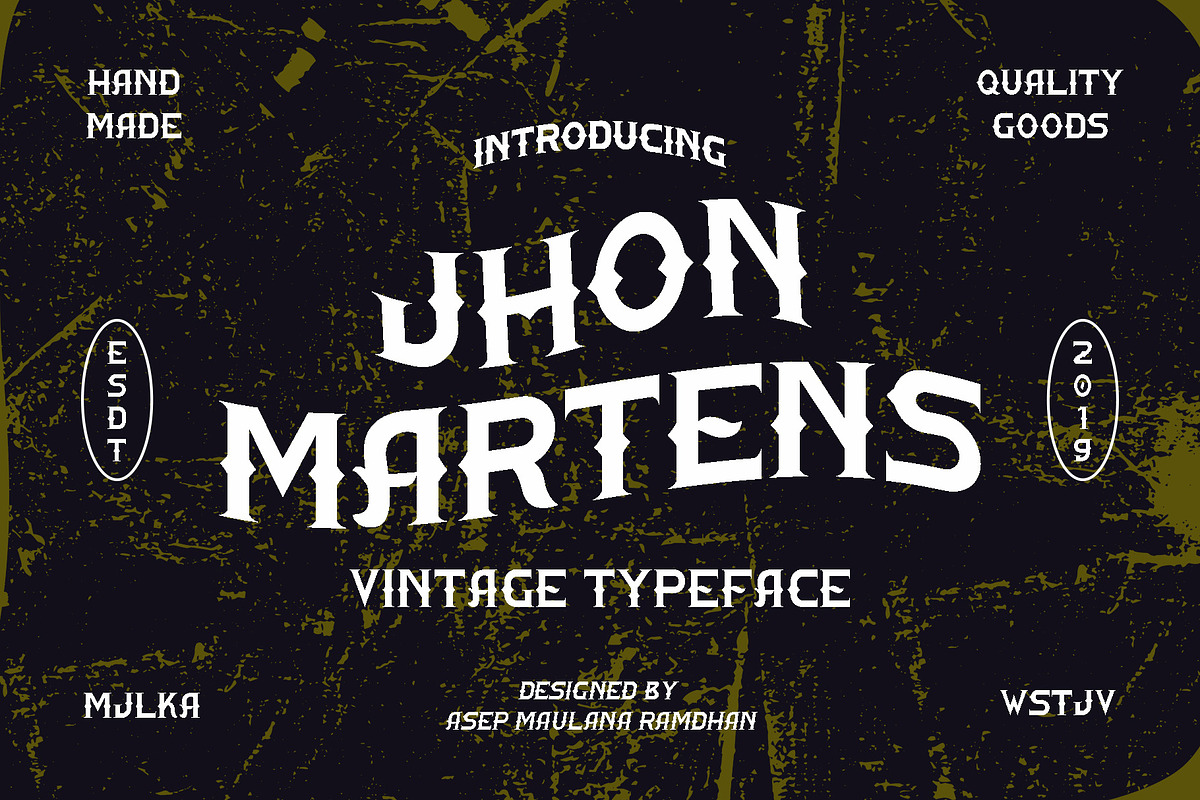 Jhon Martens Vintage Typeface, a Blackletter Font by asepmaulanaramdhan (Photo 1 of 6)