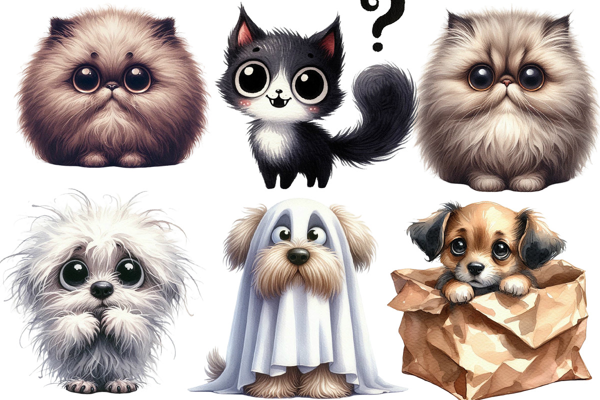 Funny Scary Dog and Cat Clipart, an Illustration by Designworld (Photo 2 of 4)