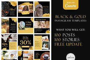 Black Gold Instagram Template Bundle