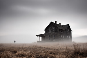Solitary figure walks toward eerie, an Architecture Photo by MistyDay
