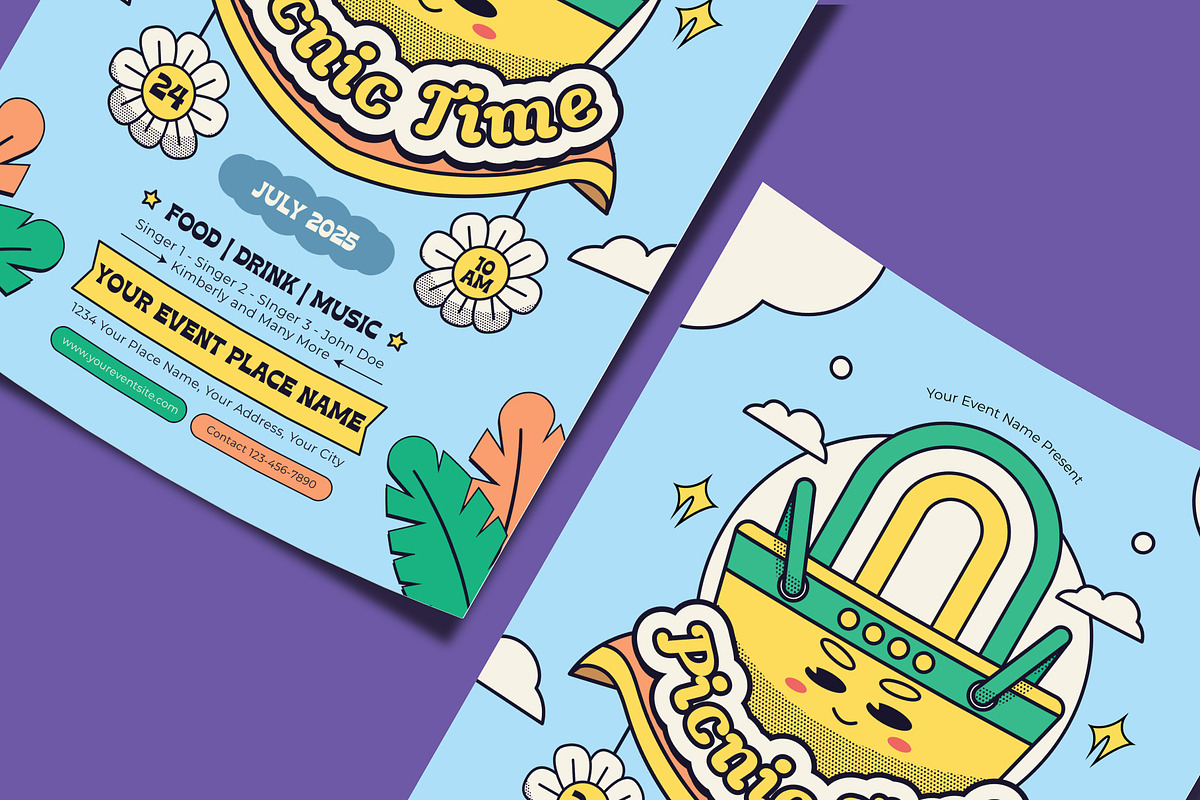 Retro Picnic Time Flyer Template, a Flyer Template by Tiptop Graphic (Photo 3 of 5)