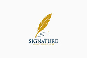 Elegant Golden Feather Pen Logo, a Branding & Logo Template by Signatoro (Thumbnail 1 of 3)