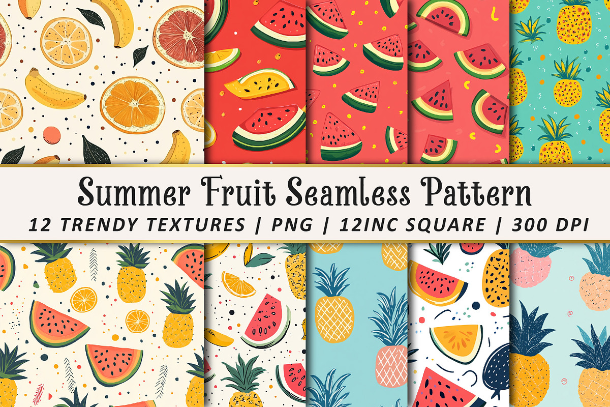 Summer Fruit Seamless Pattern, an Illustration by OK Design (Photo 1 of 3)