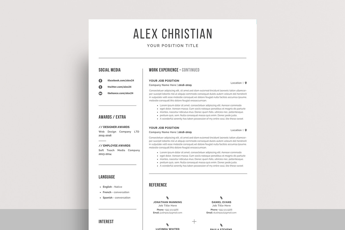 Resume / CV Template | Canva & Word, a Resume Template by CreativeZoom (Photo 6 of 9)