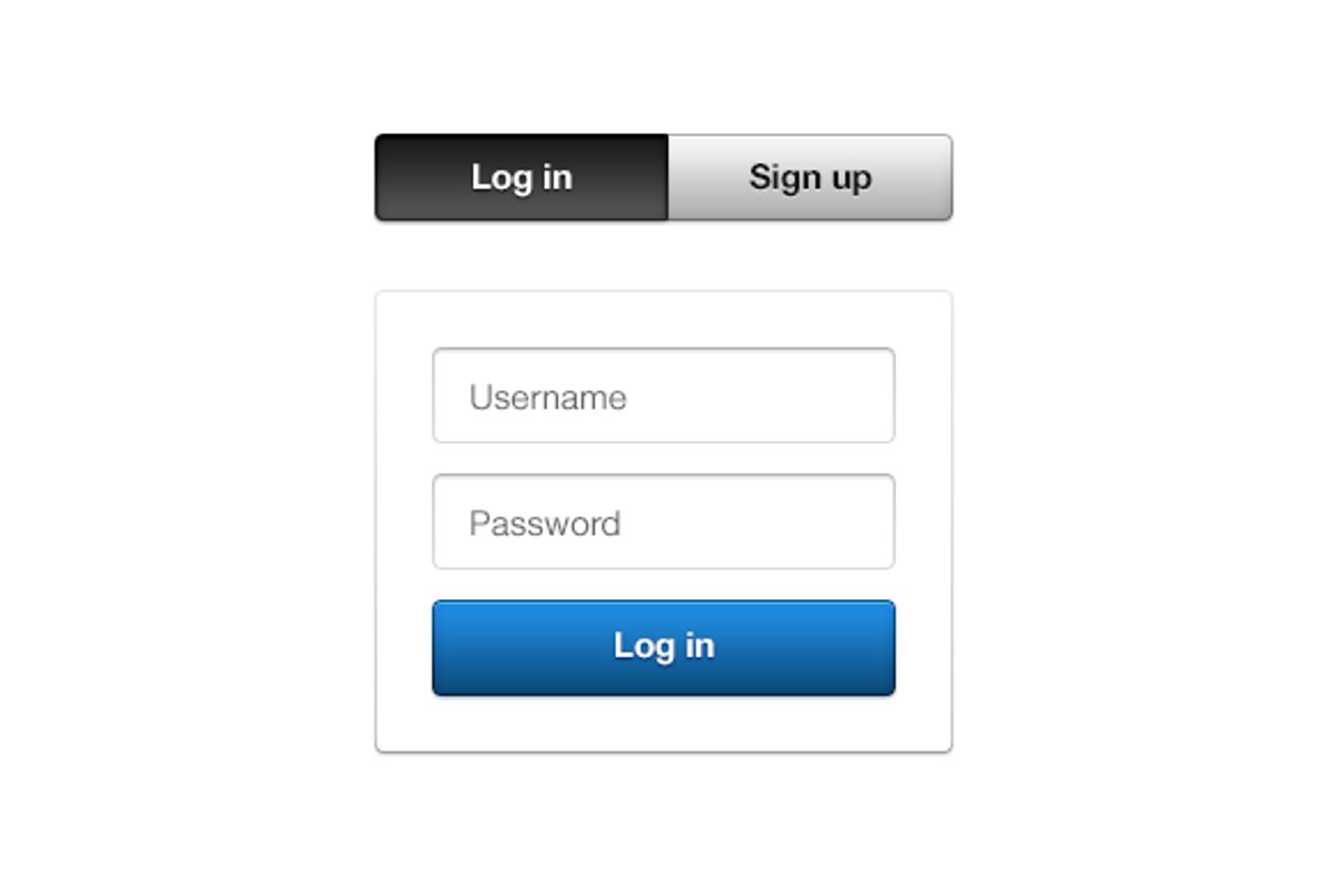 Log in form with segmented control, a Templates & Theme by liampmccabe