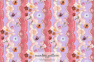 Boho scallop floral pattern, a Pattern Graphic by Pink Studio Art