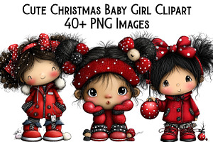 Cute Christmas Baby Girl Clipart, an Illustration by Pixels.Craft