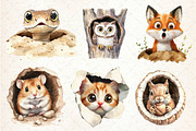 Funny Animals in Hole Clipart, an Illustration by Dream Creation (Thumbnail 3 of 6)
