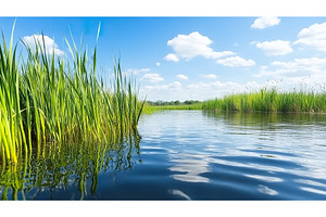 Peaceful summer lake scene with, a Nature Photo by Lermont51