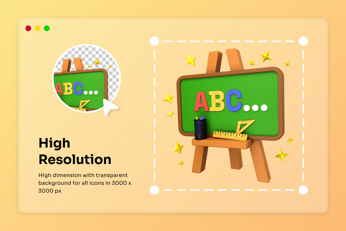 School & Classroom 3D Icon Pack, an Education Illustration by twinstd (Photo 3 of 6)
