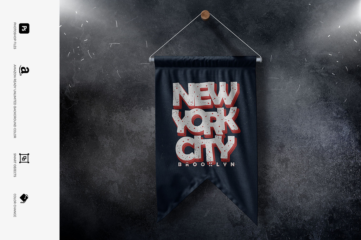 Flag Pennant Hanging Mock-up, a Product Mockup by Mock-up Store (Photo 4 of 6)