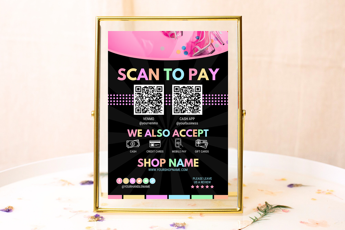 Pastel Neon Scan to Pay Sign, a Poster Template by SunshineStudioBoutique (Photo 5 of 11)