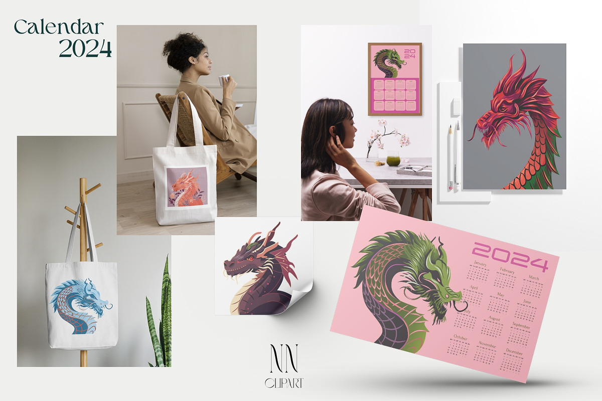 Dragon Calendar Templates 2024, a Print Template by NNclipart (Photo 14 of 15)