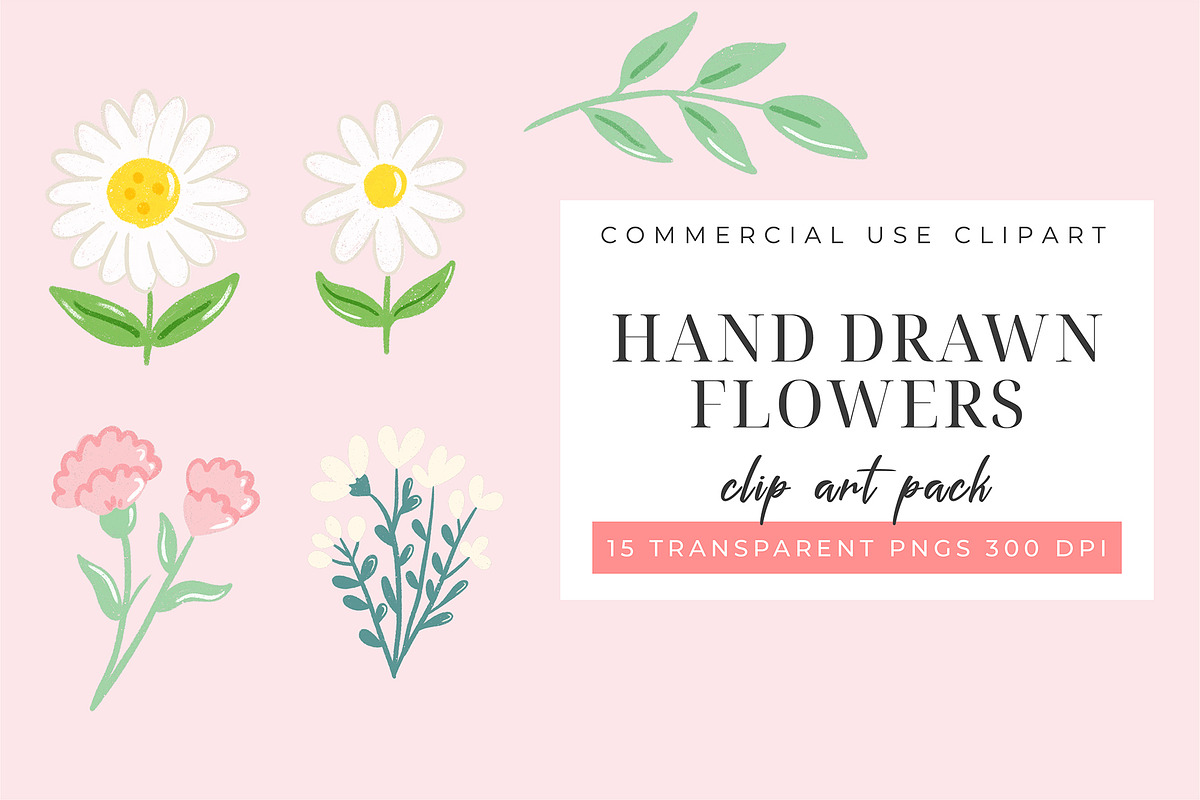 Hand Drawn Floral Clipart PNG Set, an Object Graphic by Printable Pretty Studio (Photo 3 of 3)