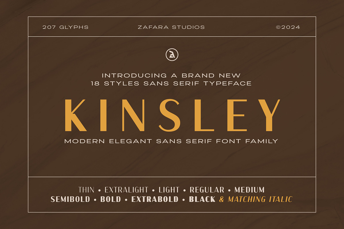 Kinsley - Modern Elegant Sans Serif, a Sans Serif Font by Zafara Studios (Photo 1 of 8)
