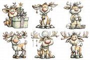 Quirky Christmas Reindeer Clipart, an Illustration by Daily.Designs (Thumbnail 3 of 5)