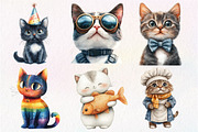 Watercolor Cats Clipart, an Illustration by Dream Creation (Thumbnail 2 of 6)