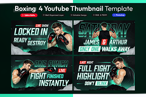 Boxing YouTube Thumbnail Pack, a Social Media Template by OnurDemircan