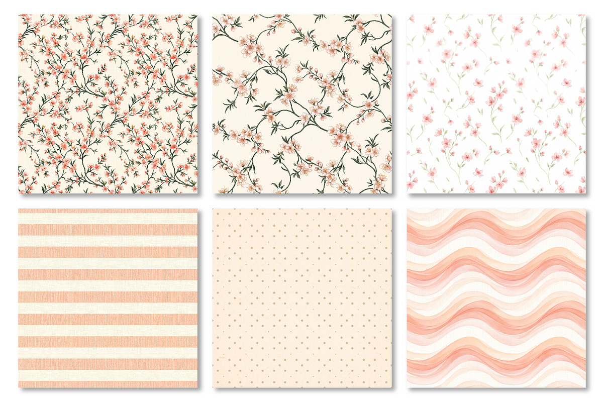Peach Blossom Floral Digital Paper, a Texture Graphic by Dream Creation (Photo 4 of 6)