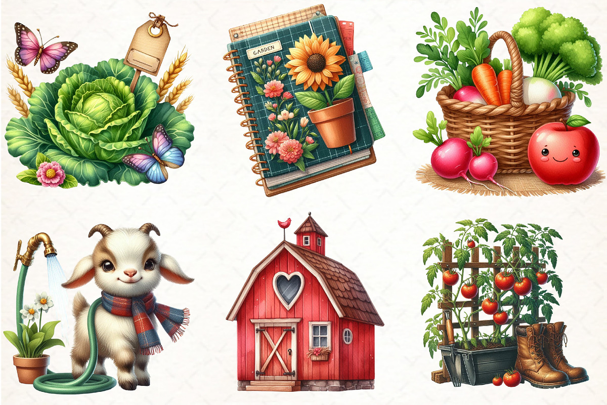 Cute Farm Garden Clipart, an Illustration by Pixels.Craft (Photo 3 of 7)
